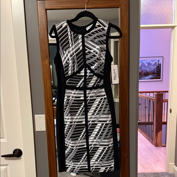 Joseph Ribkoff Black and White Patterned Midi Dress - Picture 1 of 3